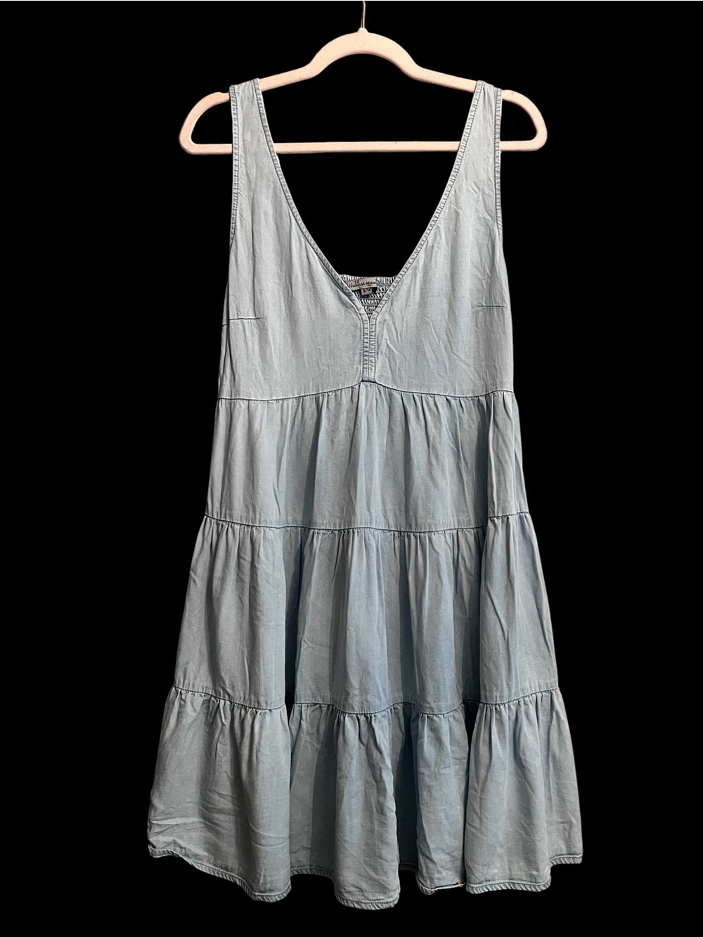 Wishlist Apparel Tencel Tiered Denim Dress S/M Blue Sleeveless Babydoll